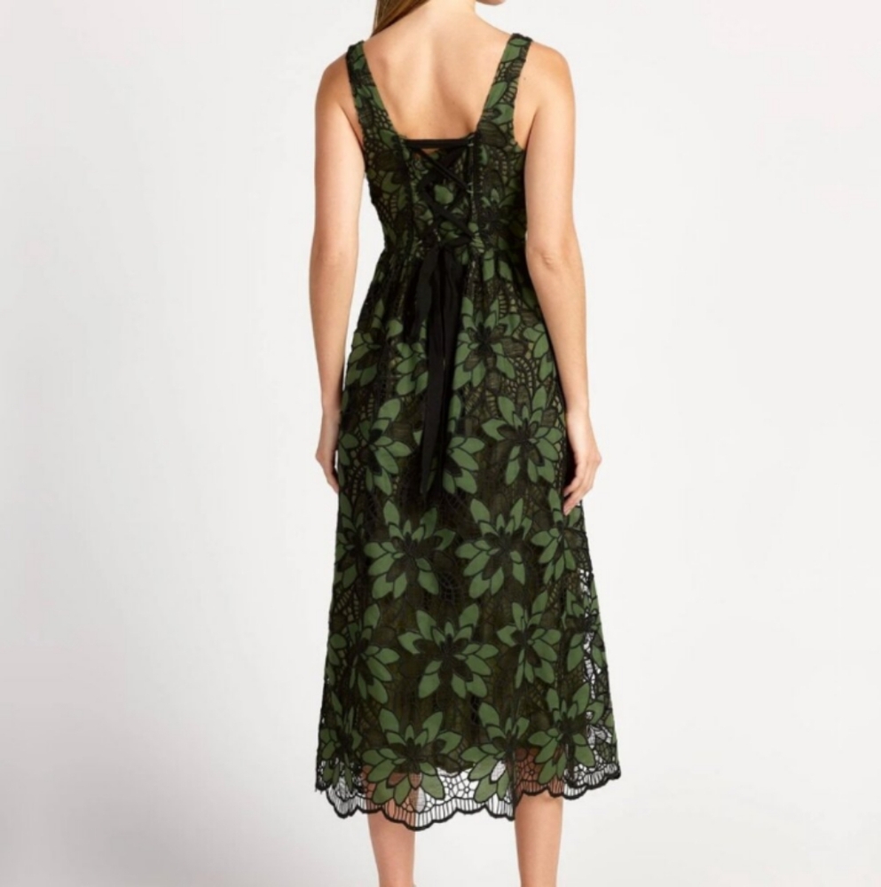 Just Me Green Lace Midi Dress - Picture 3 of 8